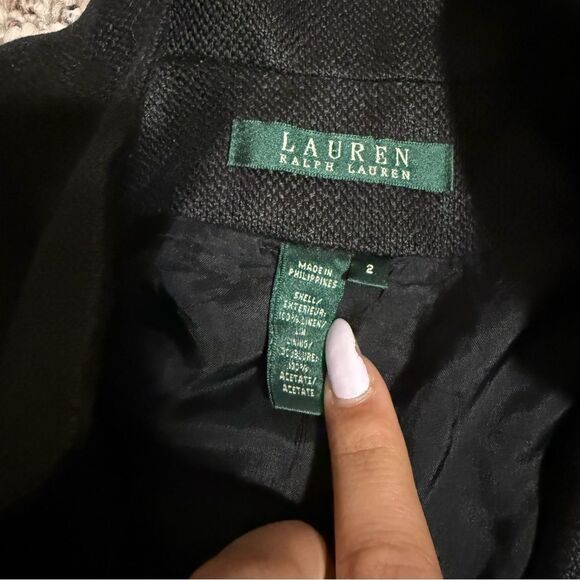 Lauren Ralph Lauren Black 100% Linen Blazer Peplum- Size 2 - Picture 7 of 9